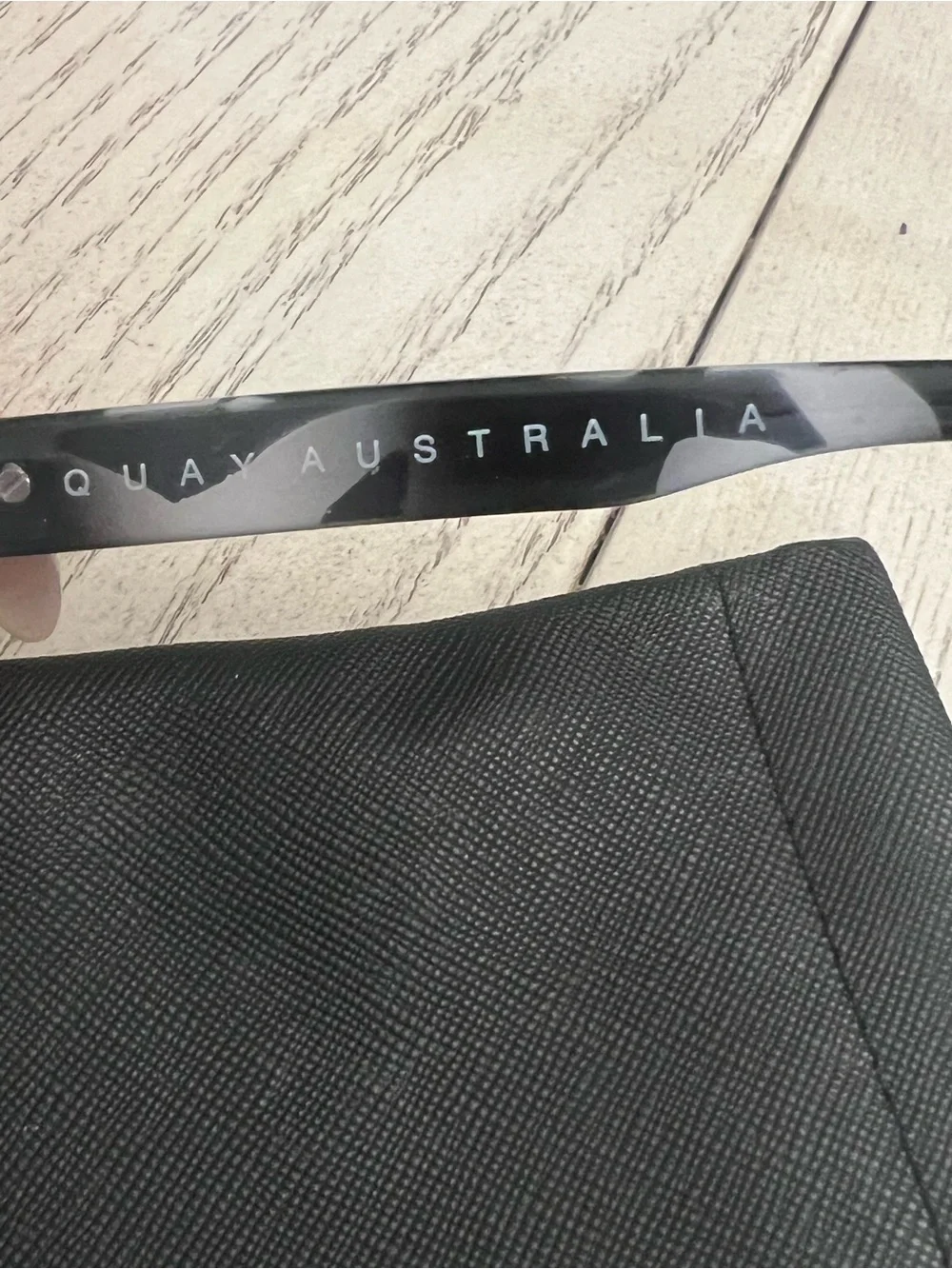 Quay Australia “Flight Risk” Grey Tortoiseshell Sunglasses with Gold Brow Accent
